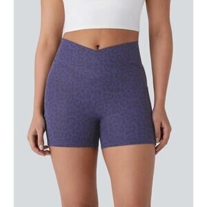 2/$30 HALARA Shorts Size S NEW Crossover High Waisted Pocket Leopard Yoga Biker